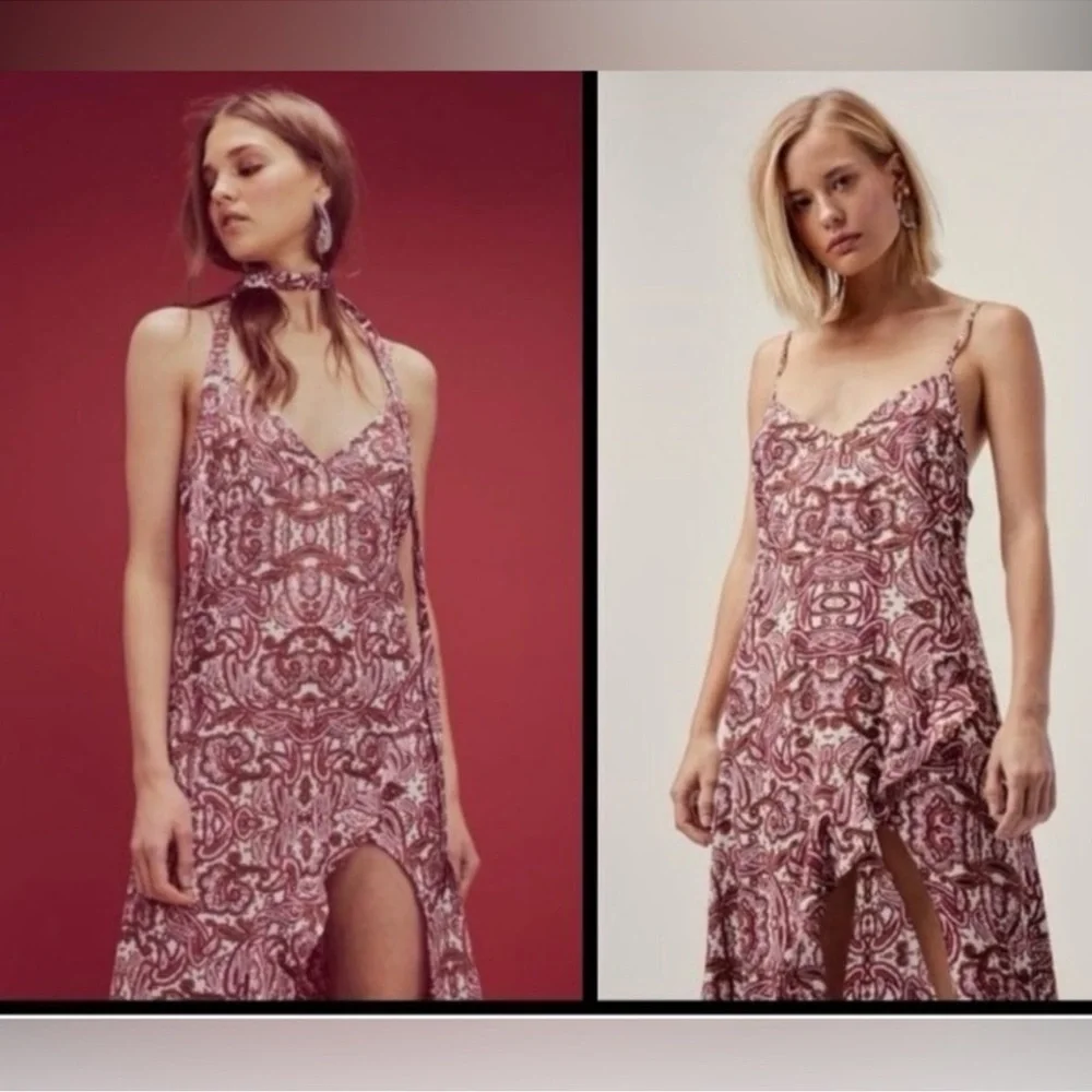 FOR LOVE & LEMONS Romy Tank Dress Lilac Paisley Maxi Dress Sz. XS - Picture 5 of 14